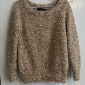 New York & Company Beige Fuzzy Sweater